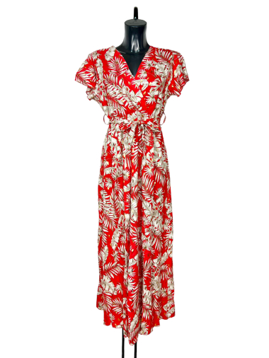Wholesaler Lucky Nana - Shiny patterned maxi dress with belt