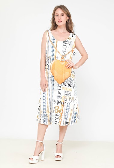 Wholesalers Lucky Nana - Sleeveless long dress in round neck with heart pattern