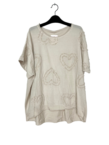Großhändler Lucky Nana - T-Shirt mit Herzmuster, kurze Ärmel