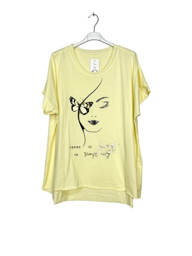 Großhändler Lucky Nana - Baumwoll-T-Shirt mit Gesichtsmotiv
