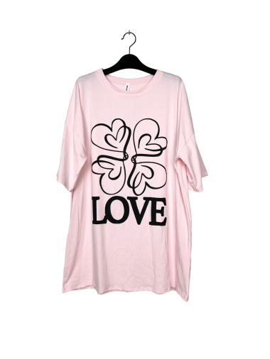 Wholesaler Lucky Nana - Long patterned t-shirt, “LOVE” writing