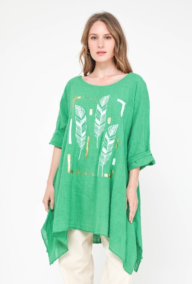 Wholesalers Lucky Nana - Long T-shirt with feather pattern