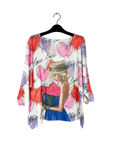 Wholesaler Lucky Nana - 3/4 sleeve patterned t-shirt