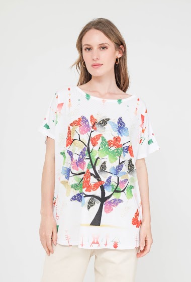 Mayoristas Lucky Nana - Short sleeve t-shirt with tree motif
