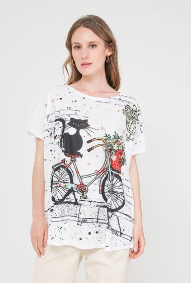 Wholesalers Lucky Nana - Short sleeve t-shirt with cat motif