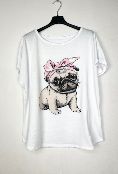 Wholesalers Lucky Nana - Short sleeve tee-shirt with dog pattern