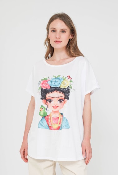 Wholesalers Lucky Nana - Short sleeve tee-shirt with single eyebrow design