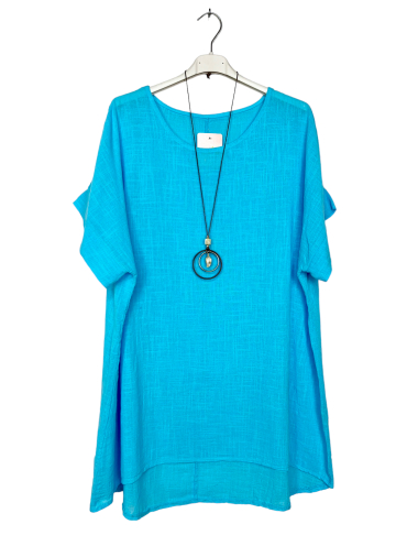 Wholesaler Lucky Nana - Long plain top, short sleeve with necklace