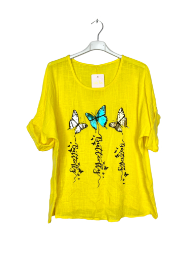 Wholesaler Lucky Nana - Lightweight tops with butterfly pattern, short sleeve