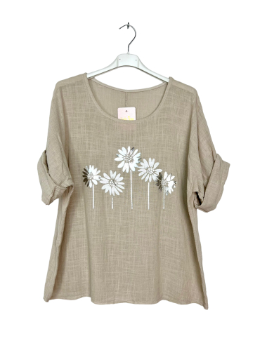 Wholesaler Lucky Nana - Lightweight tops with flower pattern, short sleeve