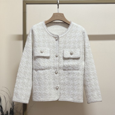 Wholesaler LUCY LUU - KNITTED VEST WITH BEADED BUTTONS