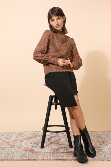 Wholesaler Lulumary - Lace blouse with stand-up collar