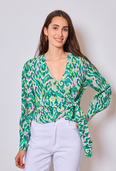 Wholesaler Lulumary - Wrap-around print blouse