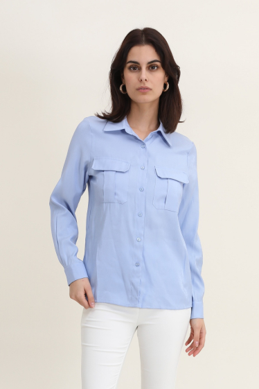 Großhändler Lulumary - Hemd mit Taschen aus glänzendem Stoff