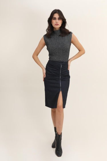 Wholesaler Lulumary - Wool effect striped skirt
