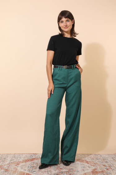 Wholesaler Lulumary - Checked trousers with belt