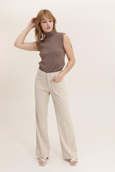 Wholesaler Lulumary - Straight velvet pants with pockets