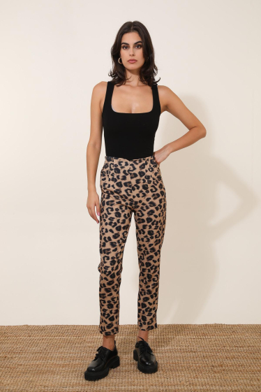Wholesaler Lulumary - Leopard print elastic waist pants