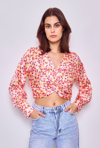 Wholesaler Lulumary - Floral cropped top