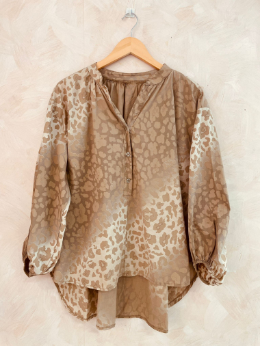 Mayorista LUMINE - Blusa de algodón con estampado de leopardo