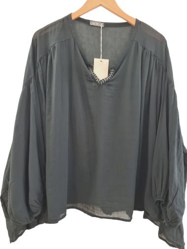 Wholesaler LUMINE - v-neck cotton voile blouse