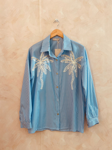 Wholesaler LUMINE - Striped shirt with palm tree embroidery