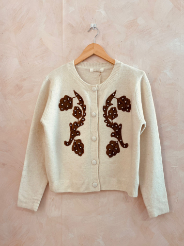 Wholesaler LUMINE - Vest with brown and diamond embroidery button