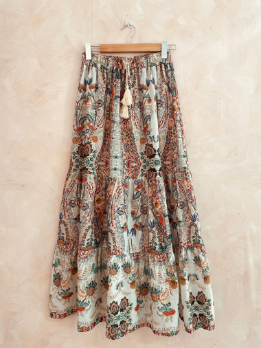Wholesaler LUMINE - Printed cotton skirt with ponpon net