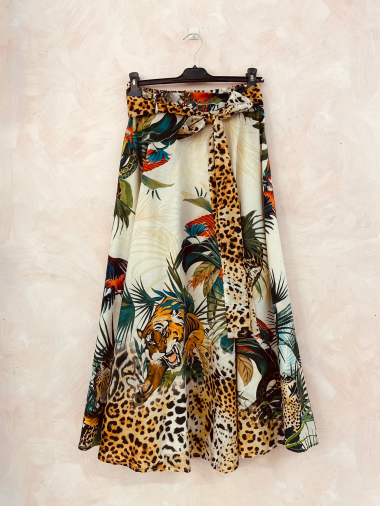 Grossiste LUMINE - Jupe en coton imprimé zoo léopard
