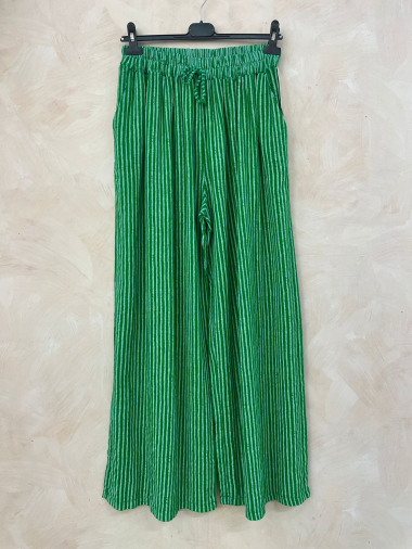 Grossiste LUMINE - Pantalon en coton rayure grande taille