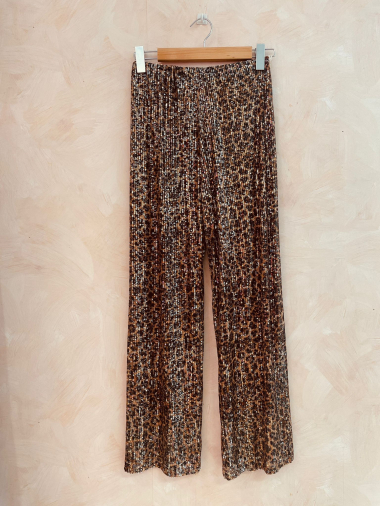 Mayorista LUMINE - Pantalón de viscosa con estampado de leopardo brillante