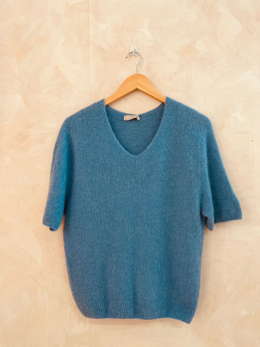 Wholesaler LUMINE - Short sleeve 30% alpaca V-neck sweater