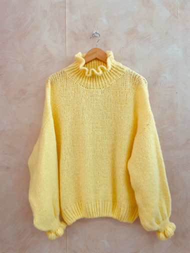 Großhändler LUMINE - Sehr weicher Pullover mit Tulpenkragen und Tulpenmanschette