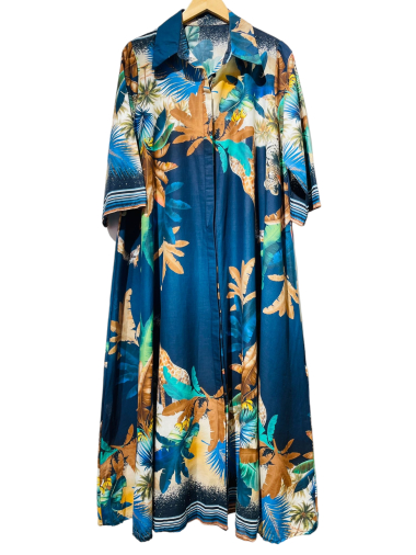 Großhändler LUMINE - Kleid mit Knopf im Dschungel-Print