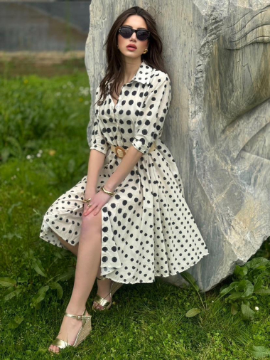 Wholesaler LUMINE - Dress with polka dot print belt
