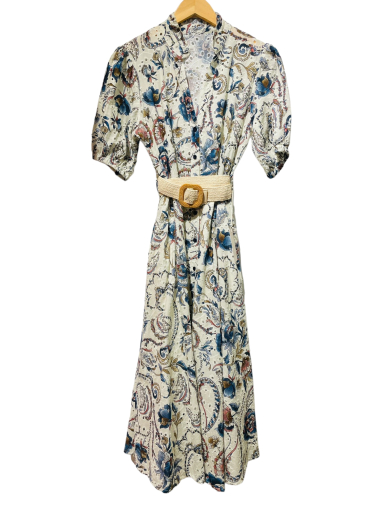 Großhändler LUMINE - Bedrucktes Kleid mit englischer Stickerei
