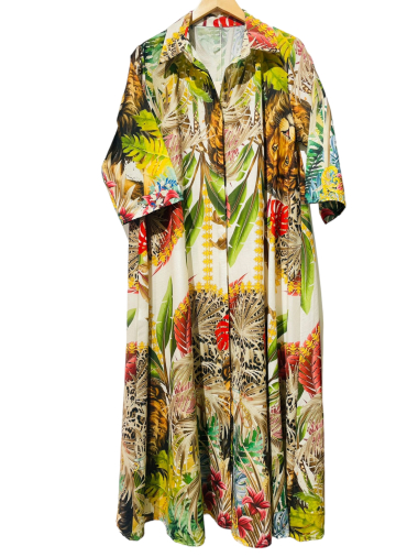 Großhändler LUMINE - Bedrucktes Hemdblusenkleid aus Baumwolle