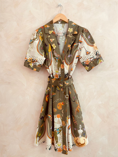 Wholesaler LUMINE - Short cotton dress with jacket collar and belt