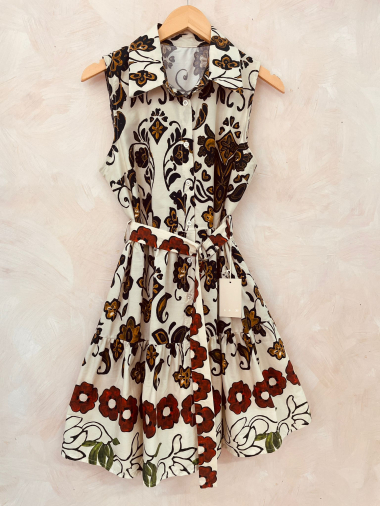 Grossiste LUMINE - Robe courte en coton imprimé motif