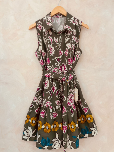 Grossiste LUMINE - Robe courte en coton imprimé motif