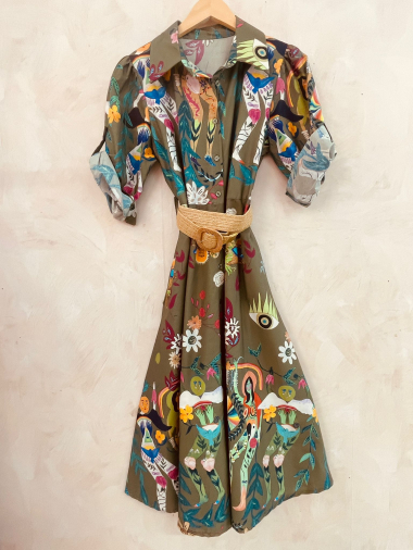 Grossiste LUMINE - Robe en coton imprimé avec ceinture