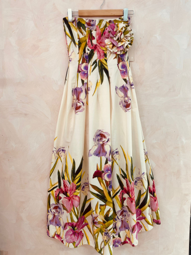 Großhändler LUMINE - Bedrucktes Baumwollkleid mit großer Blume