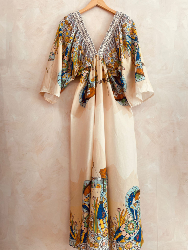 Wholesaler LUMINE - V-neck printed cotton dress