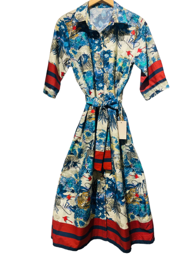 Großhändler LUMINE - Kleid aus Baumwolle mit Tigermuster