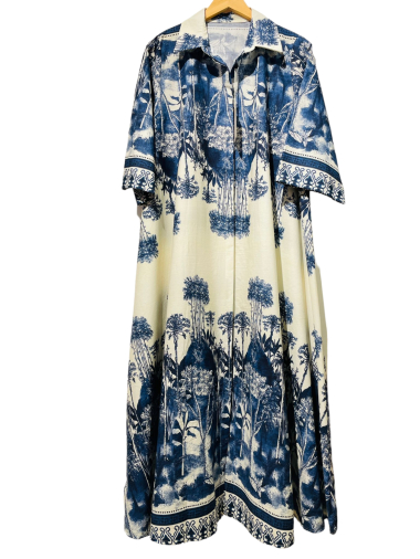 Grossiste LUMINE - Chemise robe en coton imprimé très large