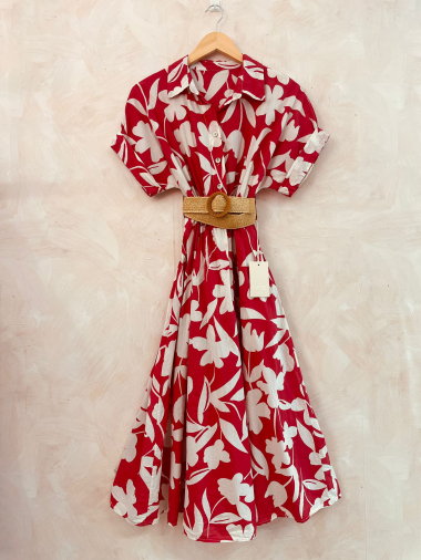 Großhändler LUMINE - Leichtes Kleid aus bedrucktem Baumwoll-Voile