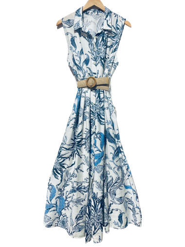 Großhändler LUMINE - Bedrucktes Kleid aus Viskose-Leinen