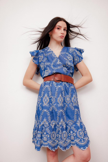 Wholesaler LUMINE - Embroidered denim dress