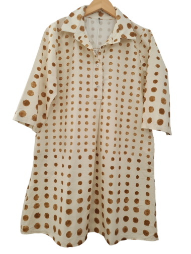 Grossiste LUMINE - Robe tunique petit pois en coton avec bouton