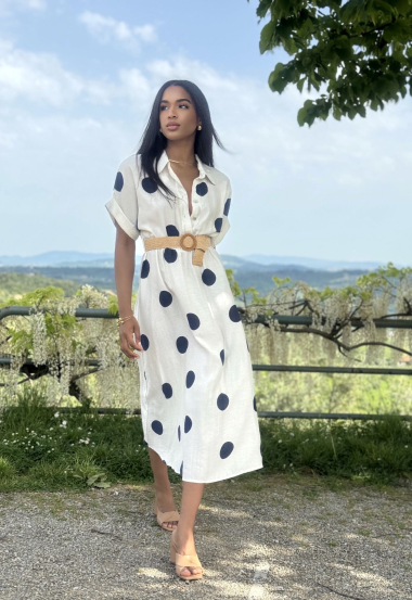 Wholesaler LUMINE - Viscose linen polka dot dress